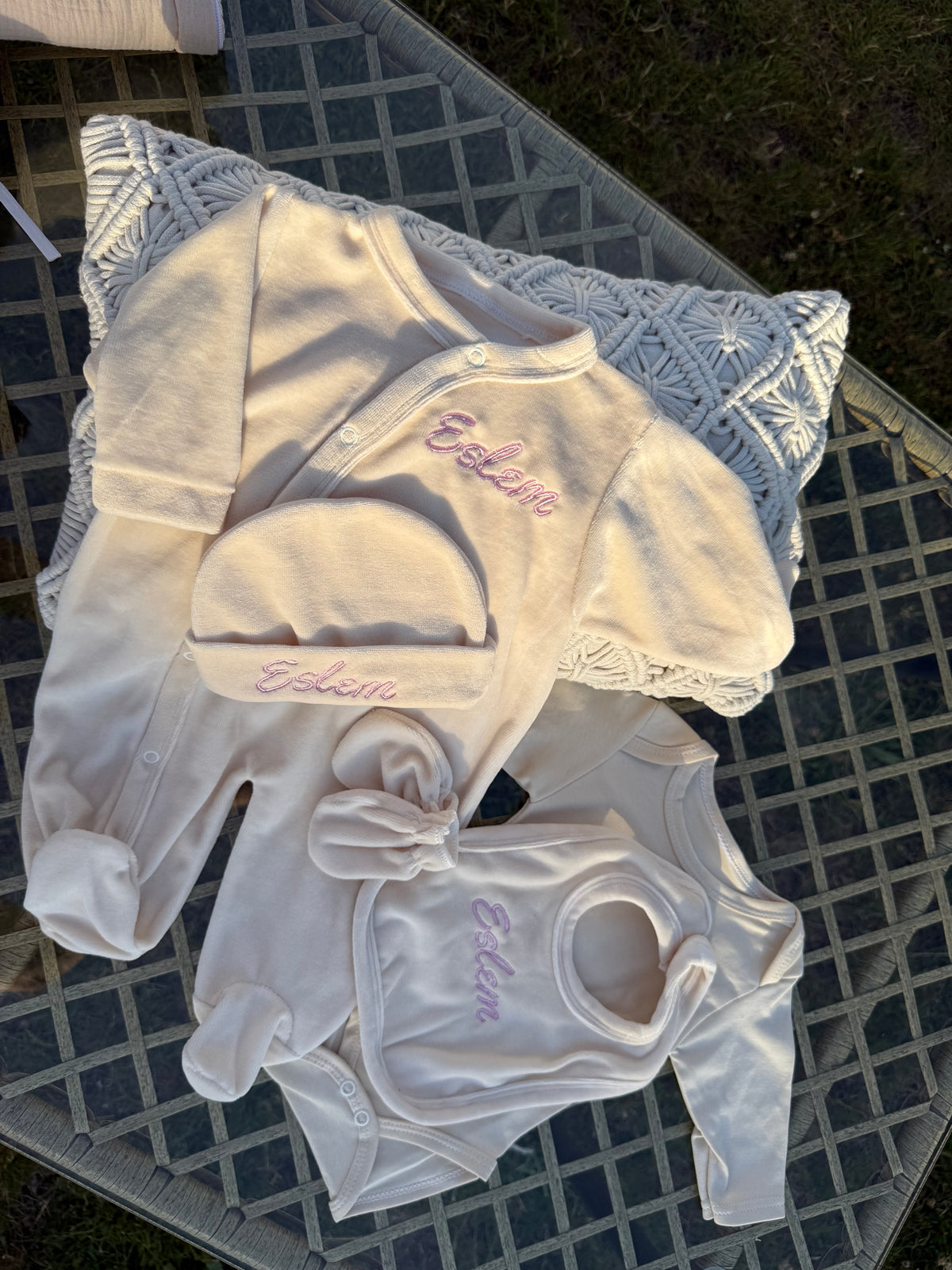 Ensemble de naissance en velours 5 pièces