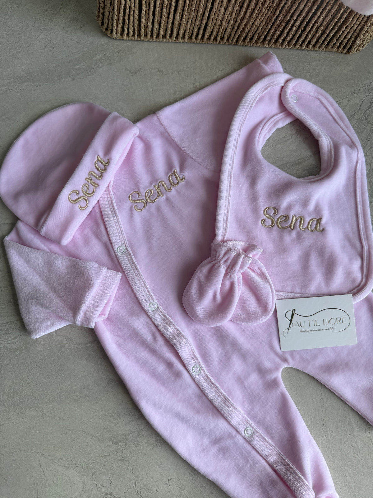 Ensemble de naissance en velours 5 pièces