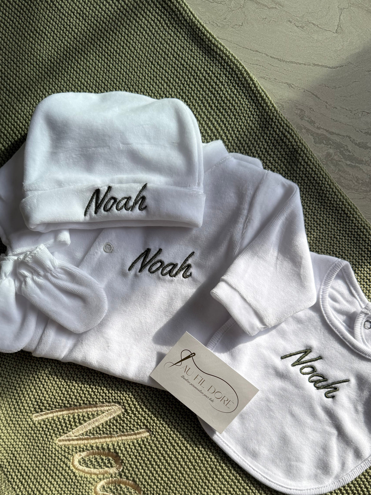 Ensemble de naissance en velours 5 pièces