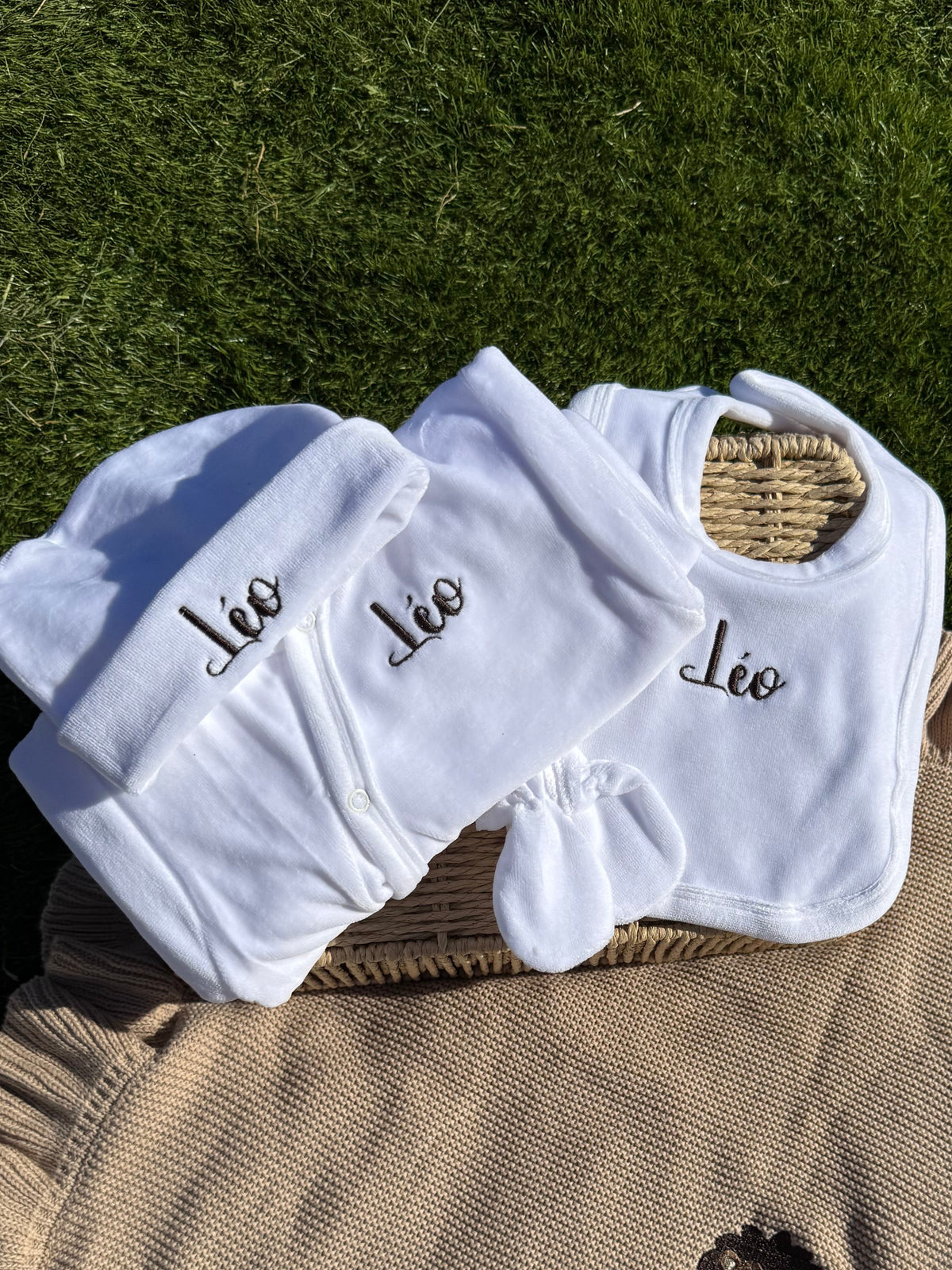 Ensemble de naissance en velours 5 pièces
